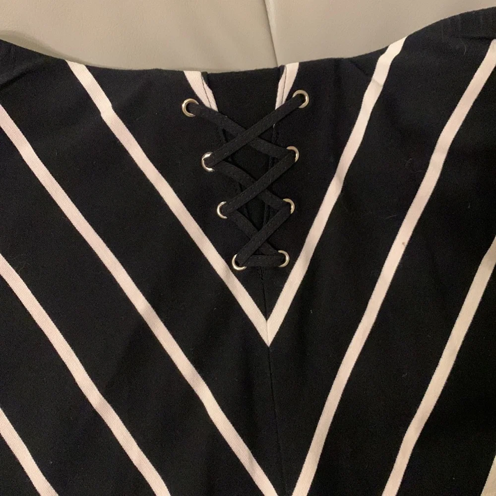 White House and black market Chevron Striped A-Line Ponte Midi Skirt